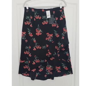 Gibson Glasserie‎ Hi-Low Floral Ruffle Flounce Skirt Sz L Darkromantic Cottage